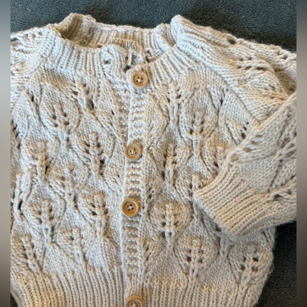Huggalugs Leaf Lace Hand Knit Cardigan - Picture 4 of 8